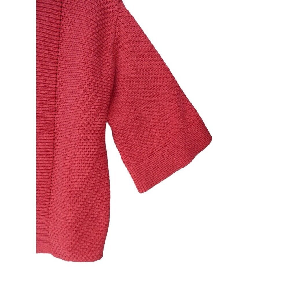 Chico's Open Knit Cardigan Sweater Pink Size 2 (L/12) 3/4 Bell Sleeve Chunky - Picture 3 of 10